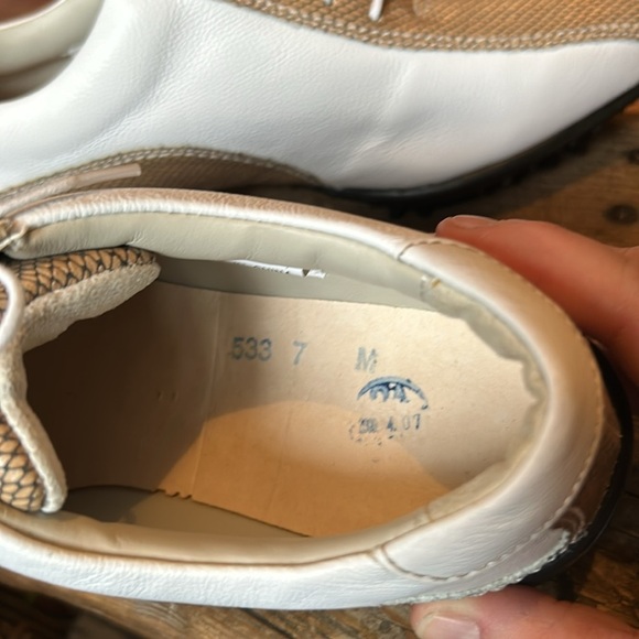 FootJoy LoPro Collection White Tan Oxford Golf Shoes w/Softspikes Mens 7M NWOT - Picture 8 of 9